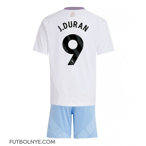 Camiseta Aston Villa Jhon Duran #9 Visitante Equipación para niños 2024-25 manga corta (+ pantalones cortos)